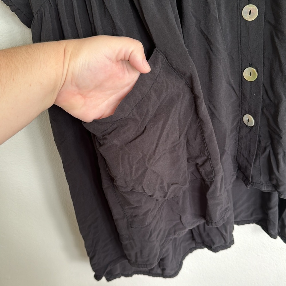 COPY - Zara Oversized Button Down Tunic V Neck Black - Picture 6 of 7